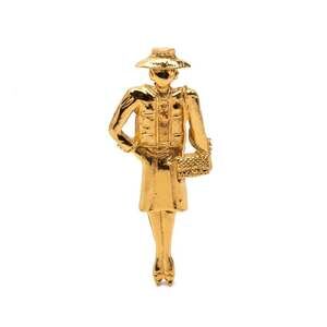 Chanel Mademoiselle Pin Brooch, Gold Plated, Women's CHANEL